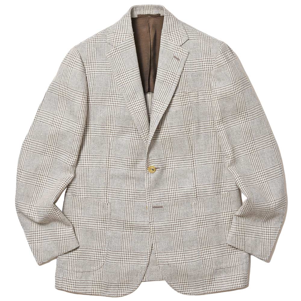 STILE LATINO(スティレ ラティーノ)<br> VINCENZO ヴァージンウール ヘンプ シルク グレンチェック シングル3Bジャケット 37035008025